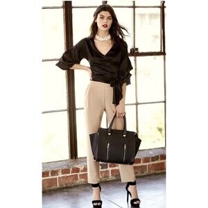 Lulus Size Large Kick It Beige High-Waisted Trousers Dress Pants NWT Pleated